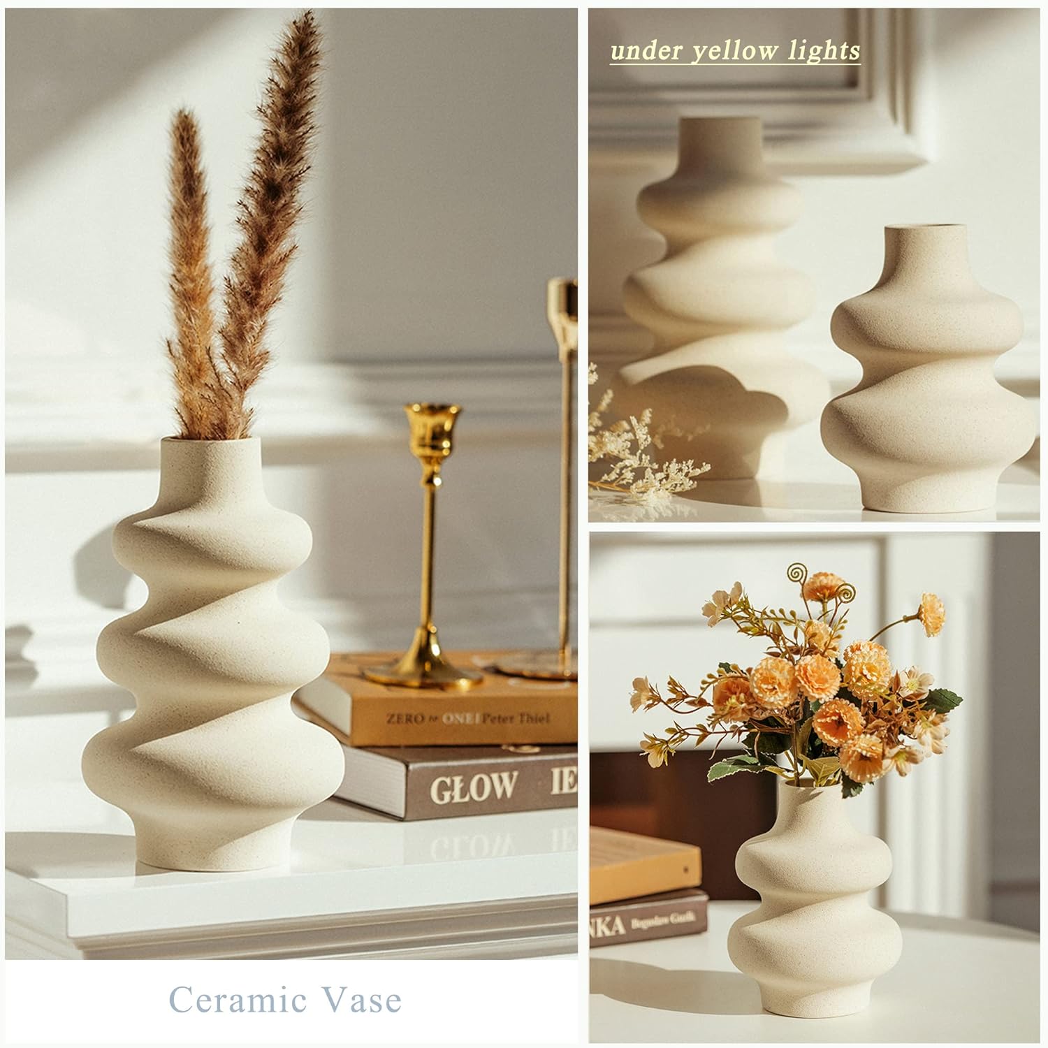 Round ceramic vases